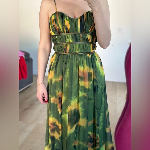 Aidan Mattox green sunflower floral dress size 4, worn once - Picture 7 of 9